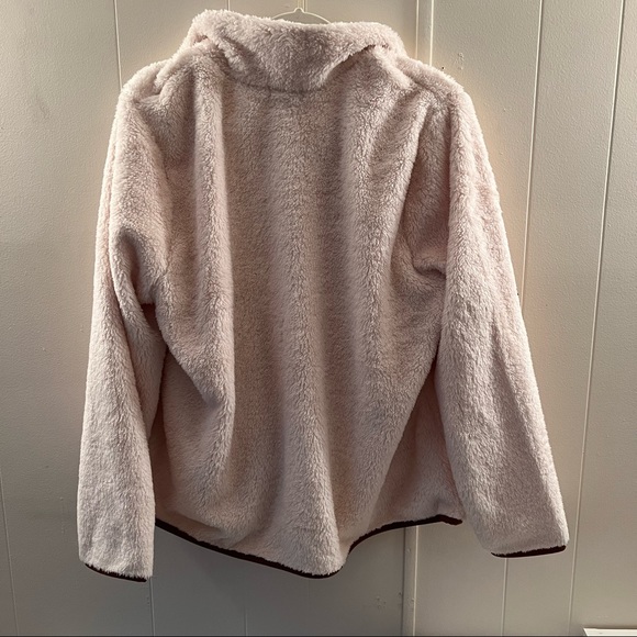 ZIP FRONT JACKET - FAUX SHEARLING CONTRAST TRIM IVORY - Picture 4 of 9